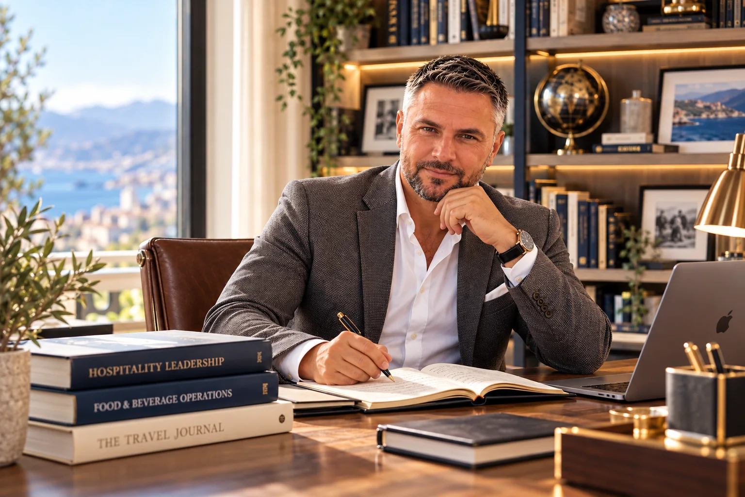 Marko Aleksic writing books and developing practical ideas on hospitality, leadership and professional experience